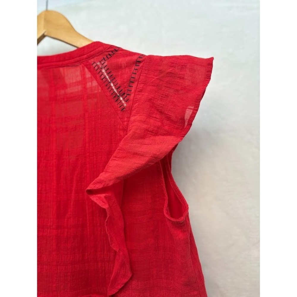 Knox Rose Size Medium Coral‎ Pink Boho Sundress Ruffled Sleeves Embroidery - Picture 5 of 7